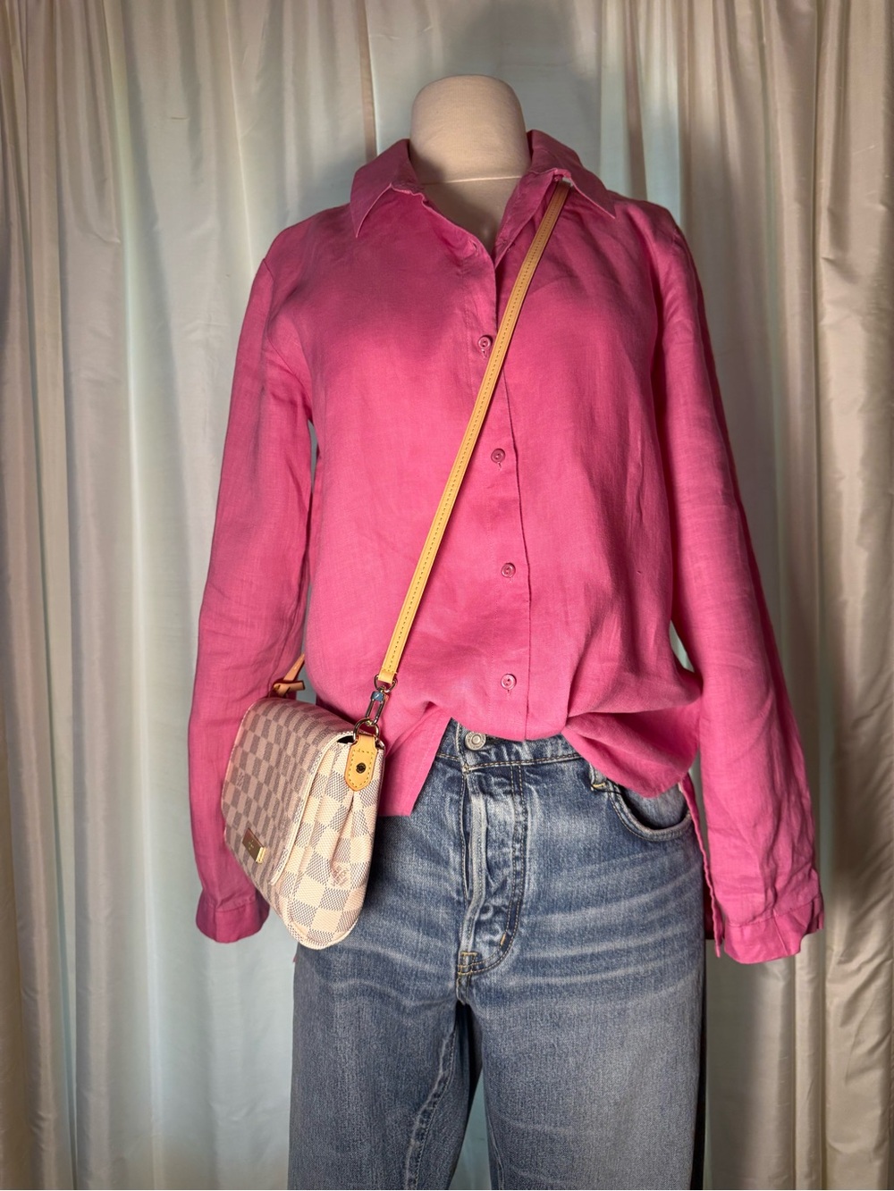 Eileen Fisher Pink Button-Down Linen Shirt